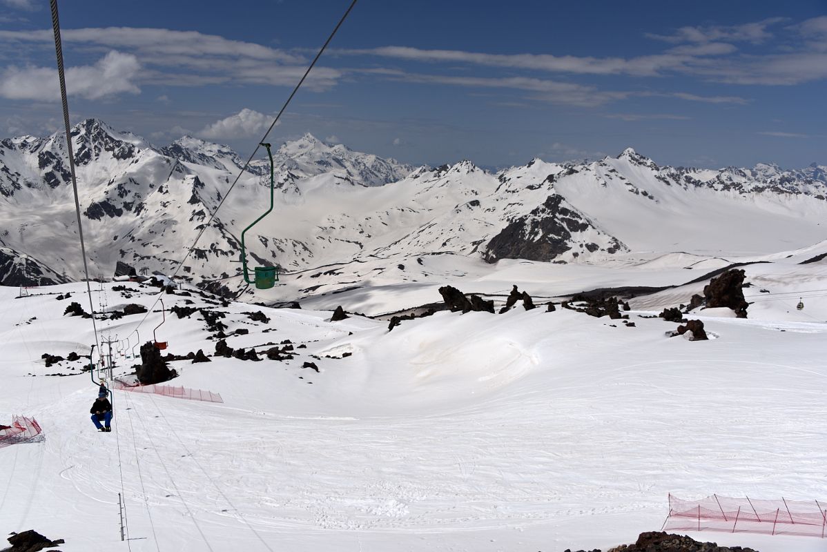 06A Looking Back At Mir Cable Car Station 3500m With Mounts Cheget, Shdavleri And Azau From The Chair Lift To Garabashi 3730m To Start The Mount Elbrus Climb